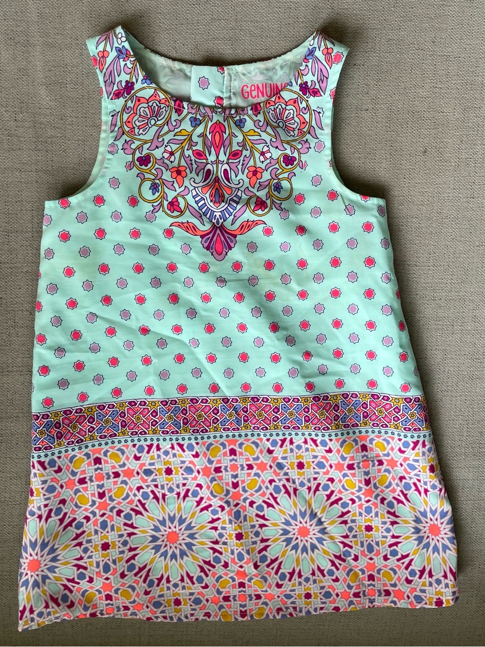 OshKosh B'gosh Mint Tank with Pink and Multicolor Mosaic
